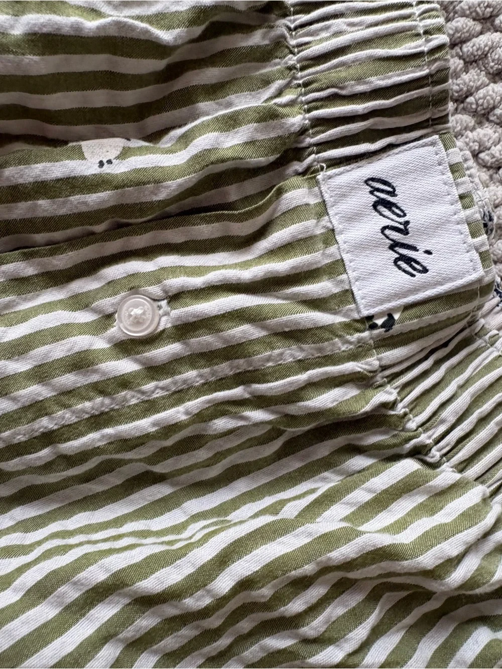 aerie counting sheep Olive and White Striped Button-Front Top - Picture 1 of 3